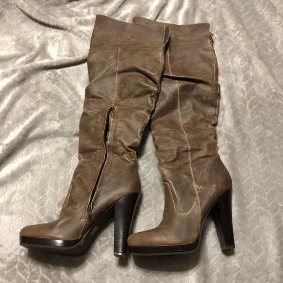 Jessica Simpson Shoes - Jessica Simpson leather zip up knee heeled boots